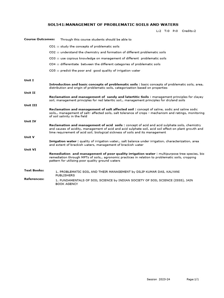Management of problematic soil and water pdf