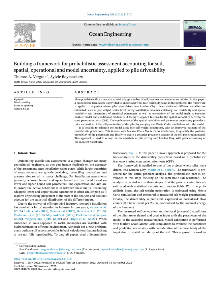 2022 Vergote - Building A Framework For Probabilistic Assessment ...