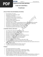 Sample of The Study Material Part of Chapter 1 Transformer: Single Phase Transformer (Synopsis)