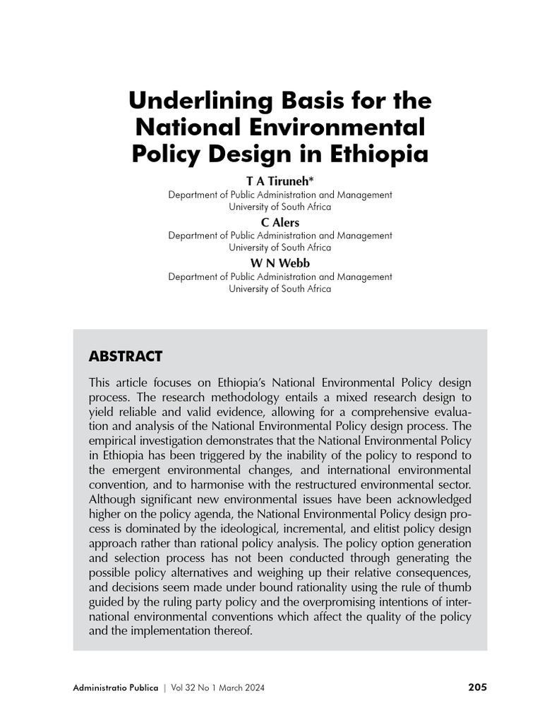 Underlining Basis For The National Environmental Policy Design in ...