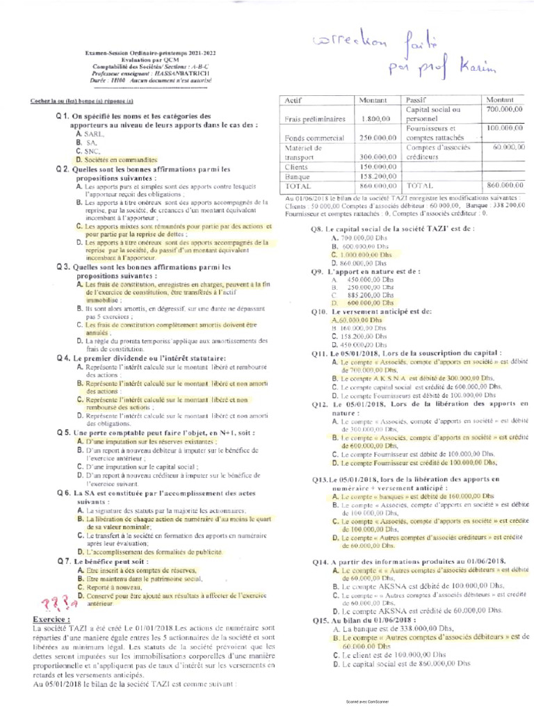 Correction Ex SN 2022 Batrich | PDF