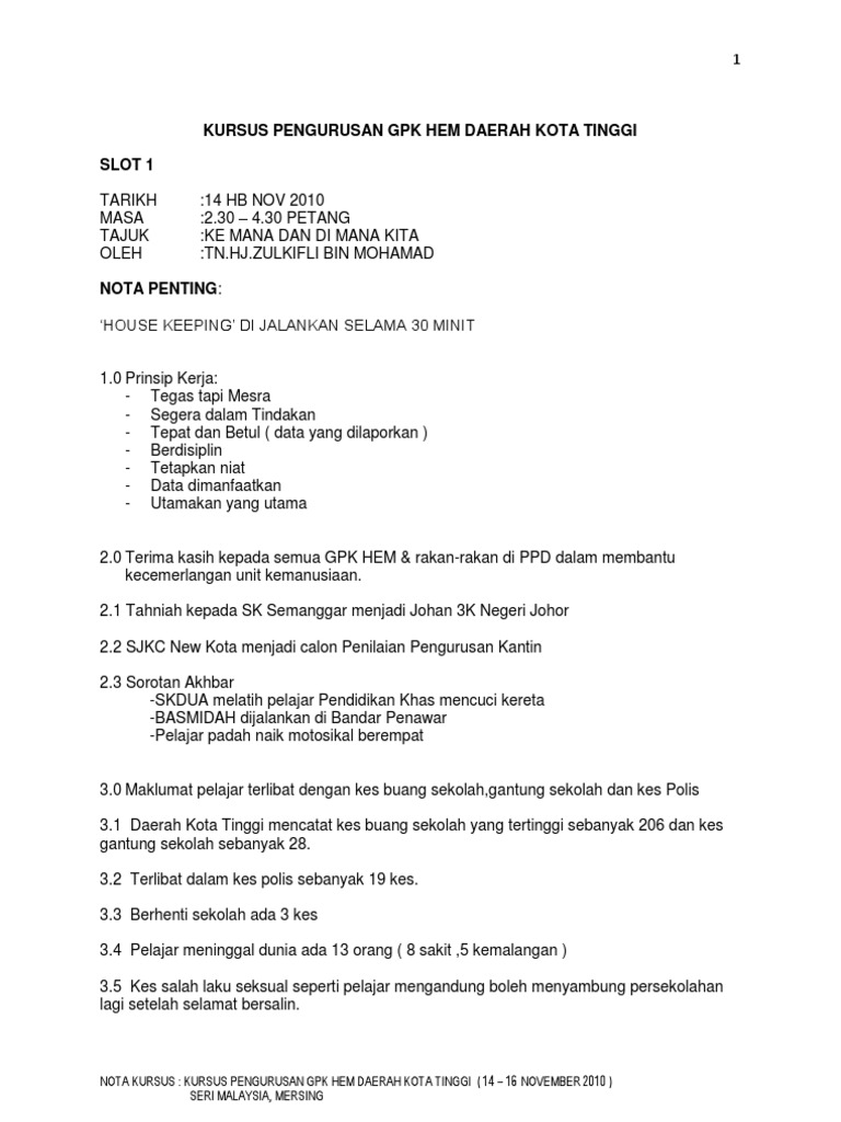 Nota Kursus Hem Pdf