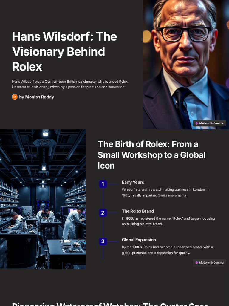 Hans Wilsdorf The Visionary Behind Rolex | PDF