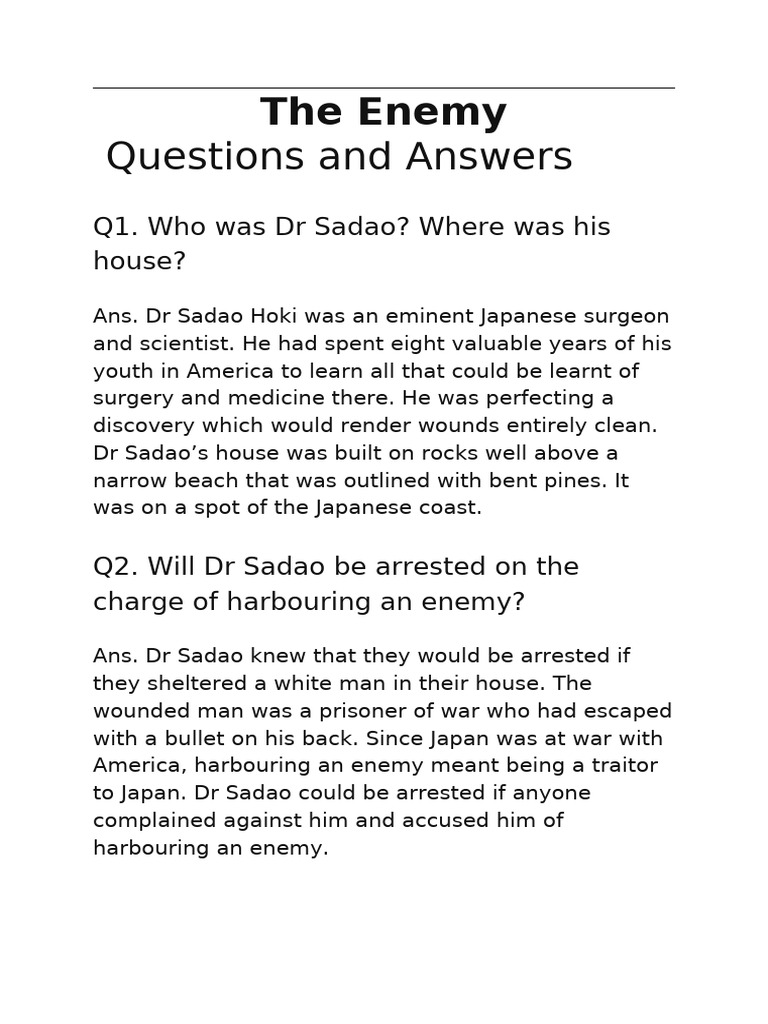 The Enemy-Q&a | PDF