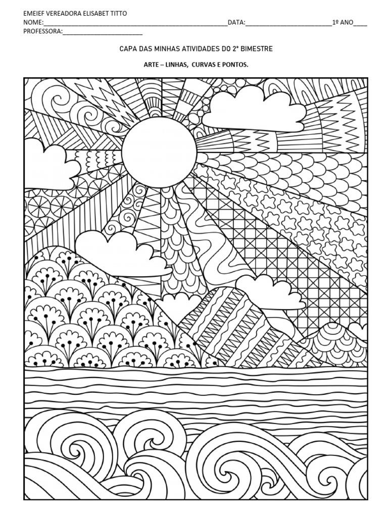Atividade de Arte Linhas Curvas e Pontos - Capa Atividades 2º Bimestre ...