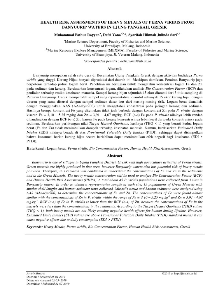 Health Risk Assessments of Heavy Metals PDF