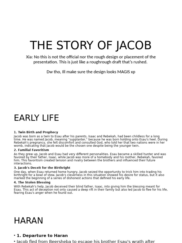 What Does The Story Of Jacob Teach Us
