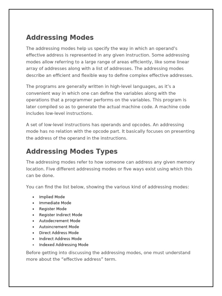 Addressing Modes Coa | PDF