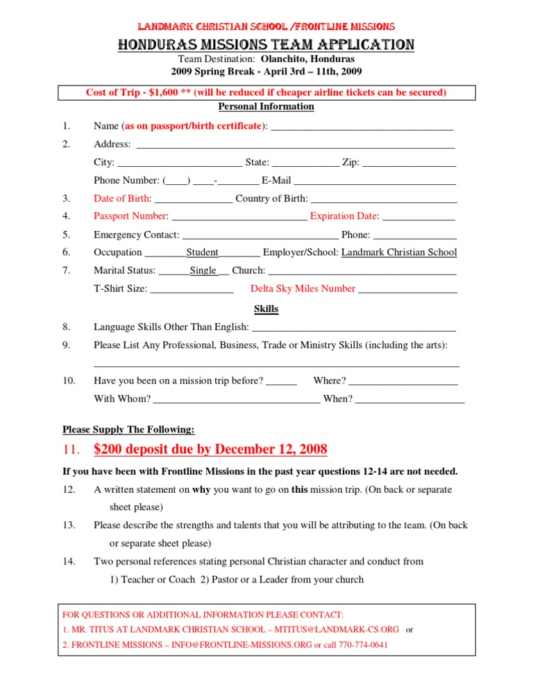 Landmark Team Application 2009 | PDF