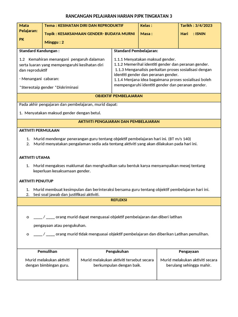 RPH PJPK Ting 3 2024 m2 (PK) at Aras | PDF