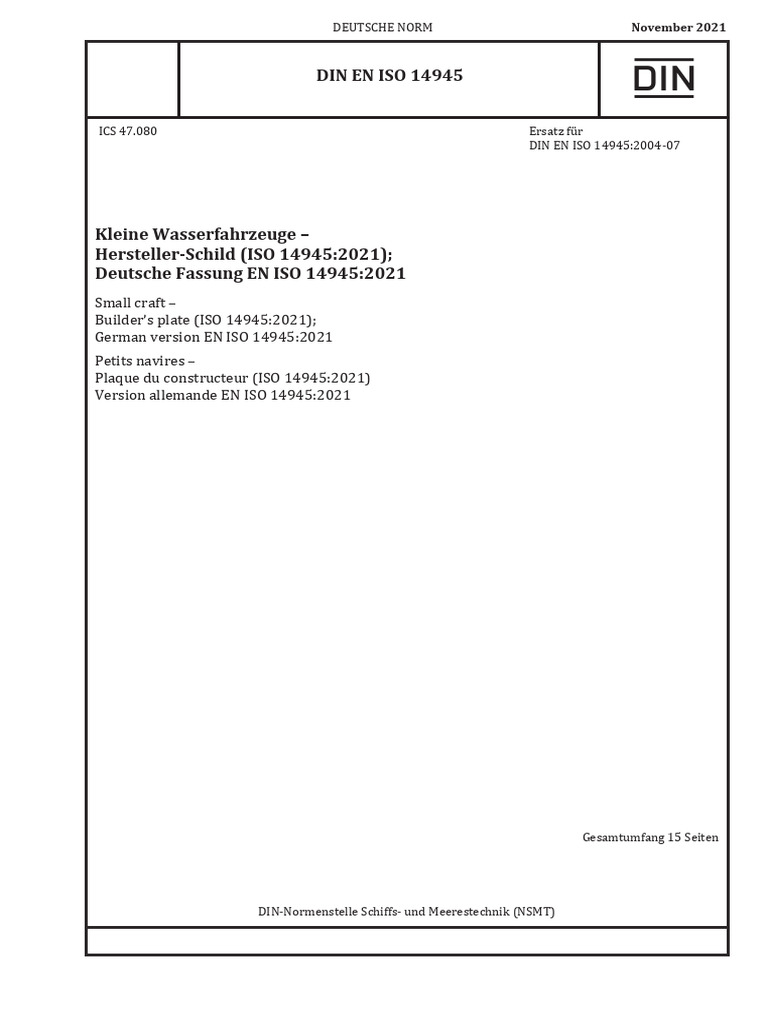 Din en Iso 14945 2021-11 | PDF