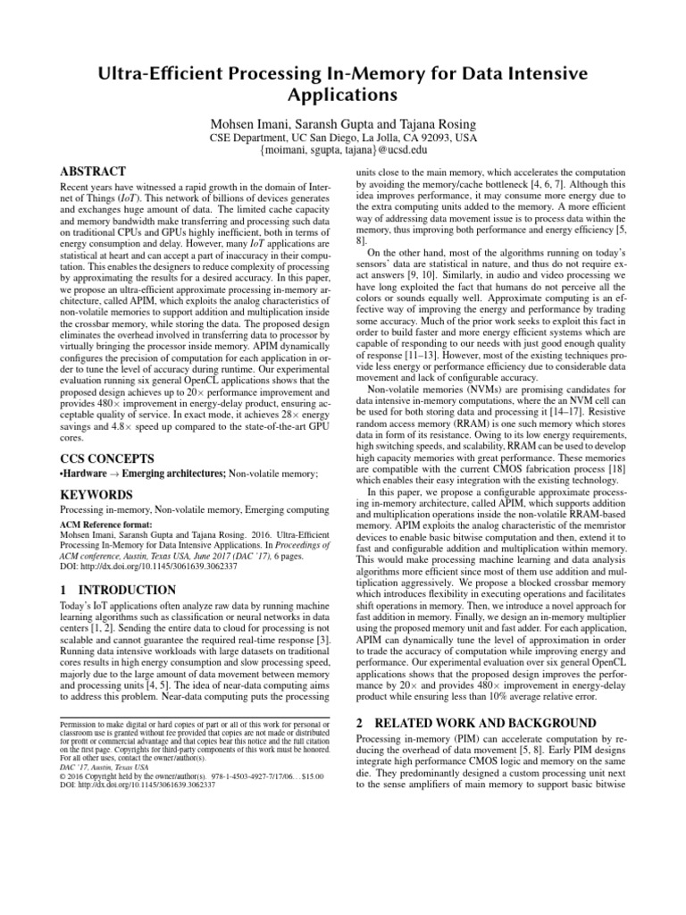 Ultra Efficient Processing in Memory For | PDF