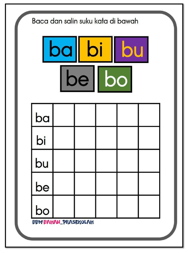 Tulis Suku Kata Tahun 1 Pdf