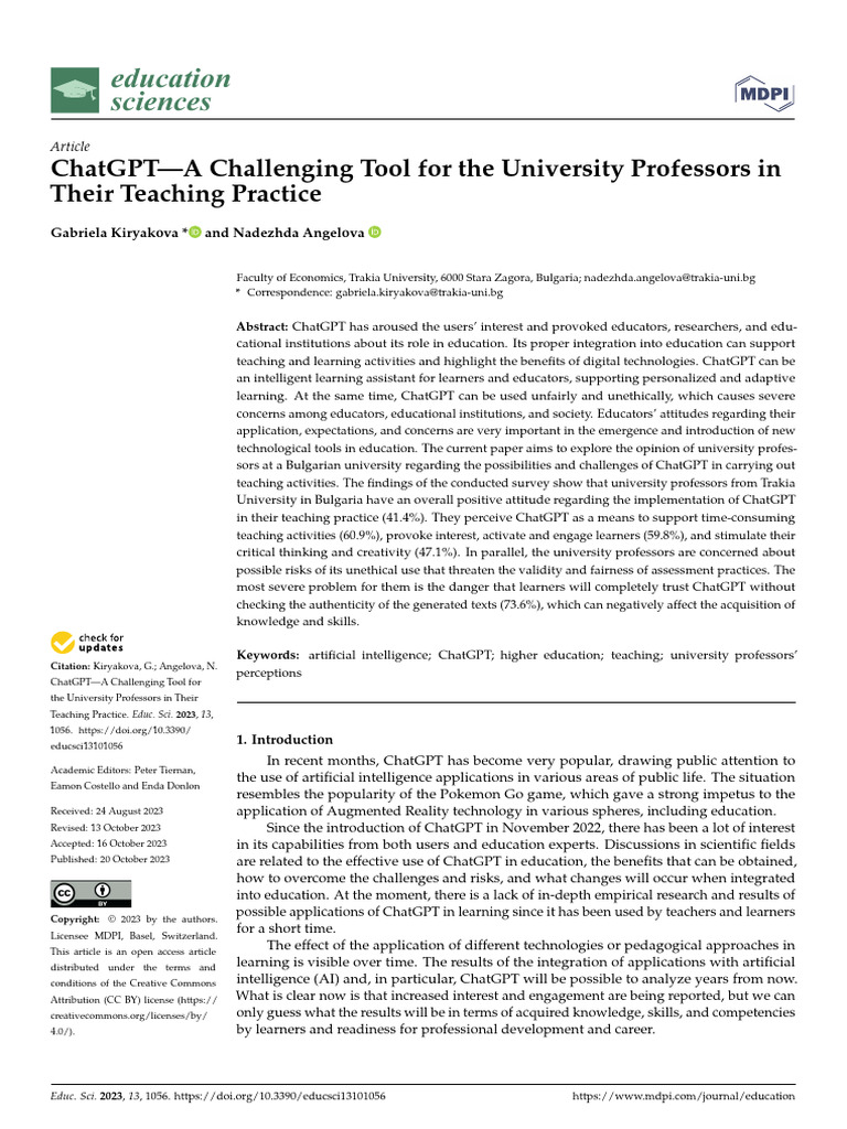 ChatGPT's Impact on University Teaching | PDF | Learning | Artificial ...