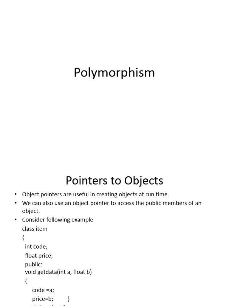 C++ Polymorphism and Object Pointers | PDF | Inheritance (Object ...