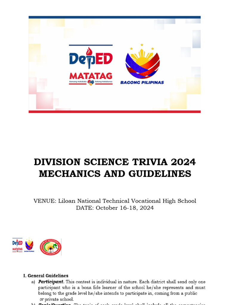 Science Trivia Mechanics and Guidelines | PDF
