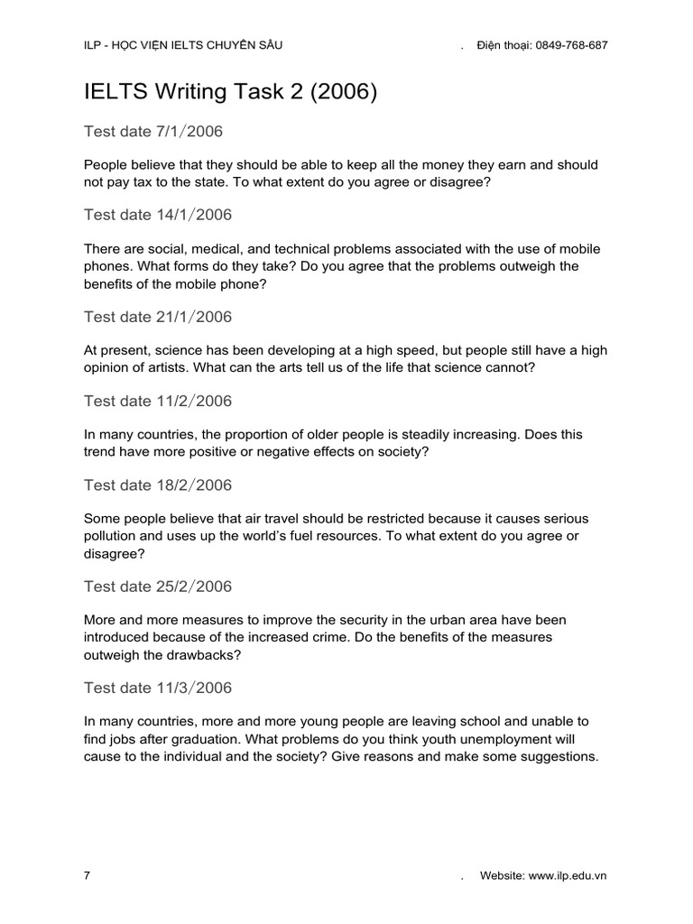 Ielts Writing Task 2 2006 Pdf