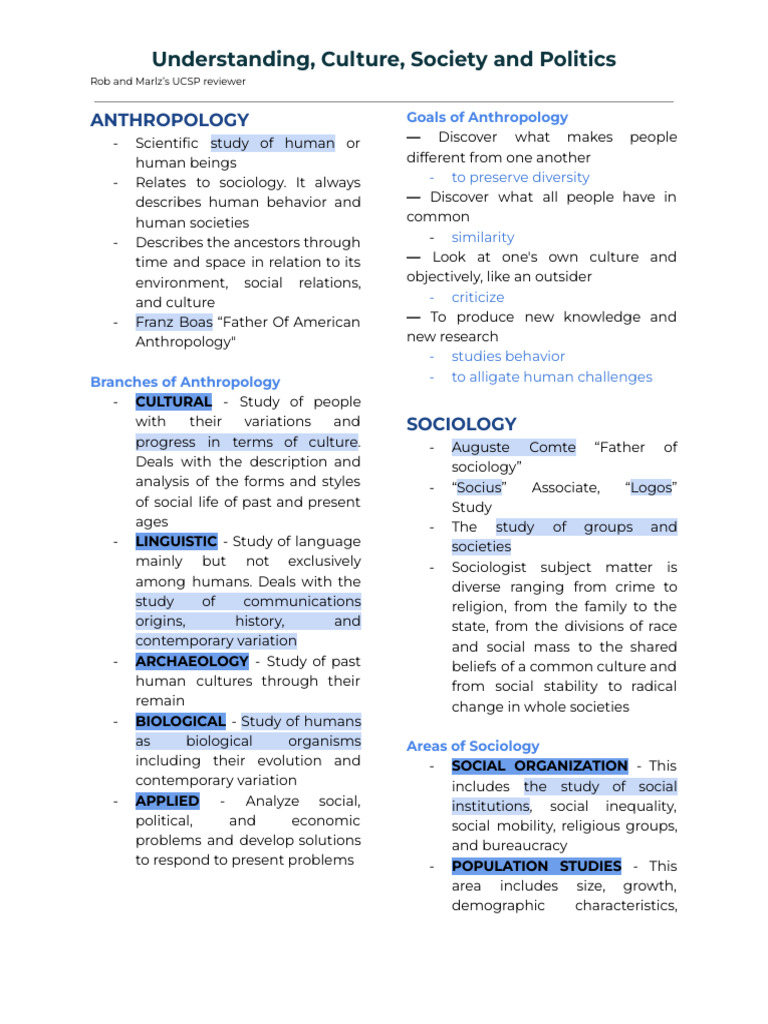 Understanding Culture Society and Politics | PDF