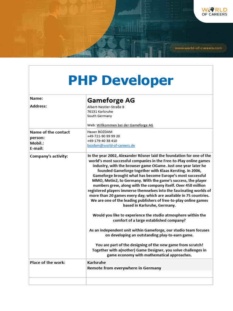 Job Description PHP | PDF