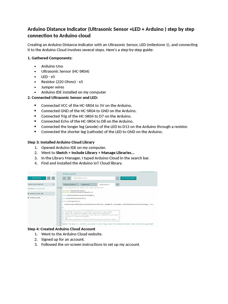 Arduino Distance Indicator Connection to Cloud | PDF