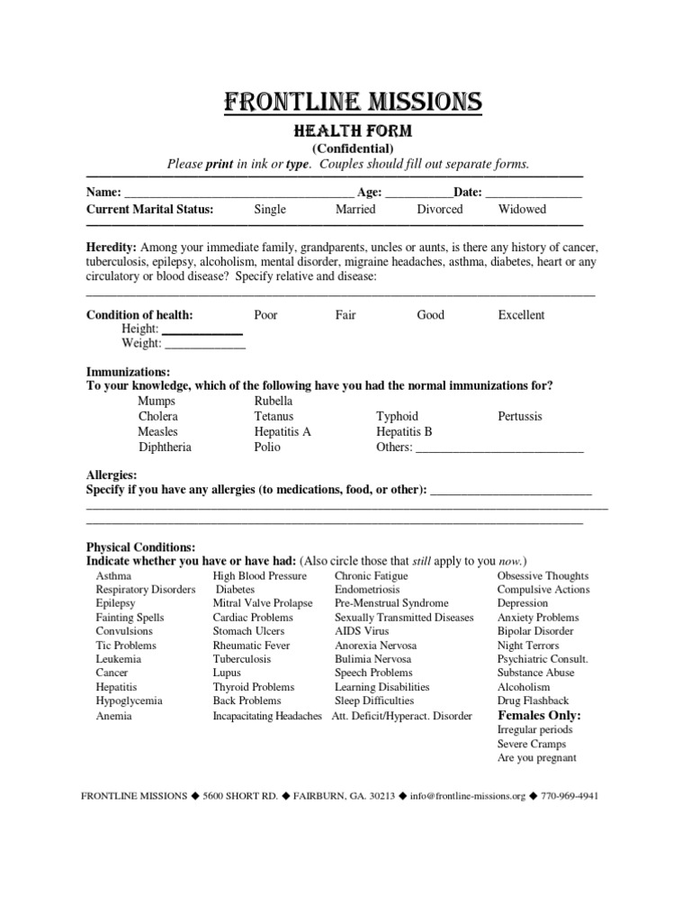 LCS Health Form | PDF | Hepatitis | Alcoholism