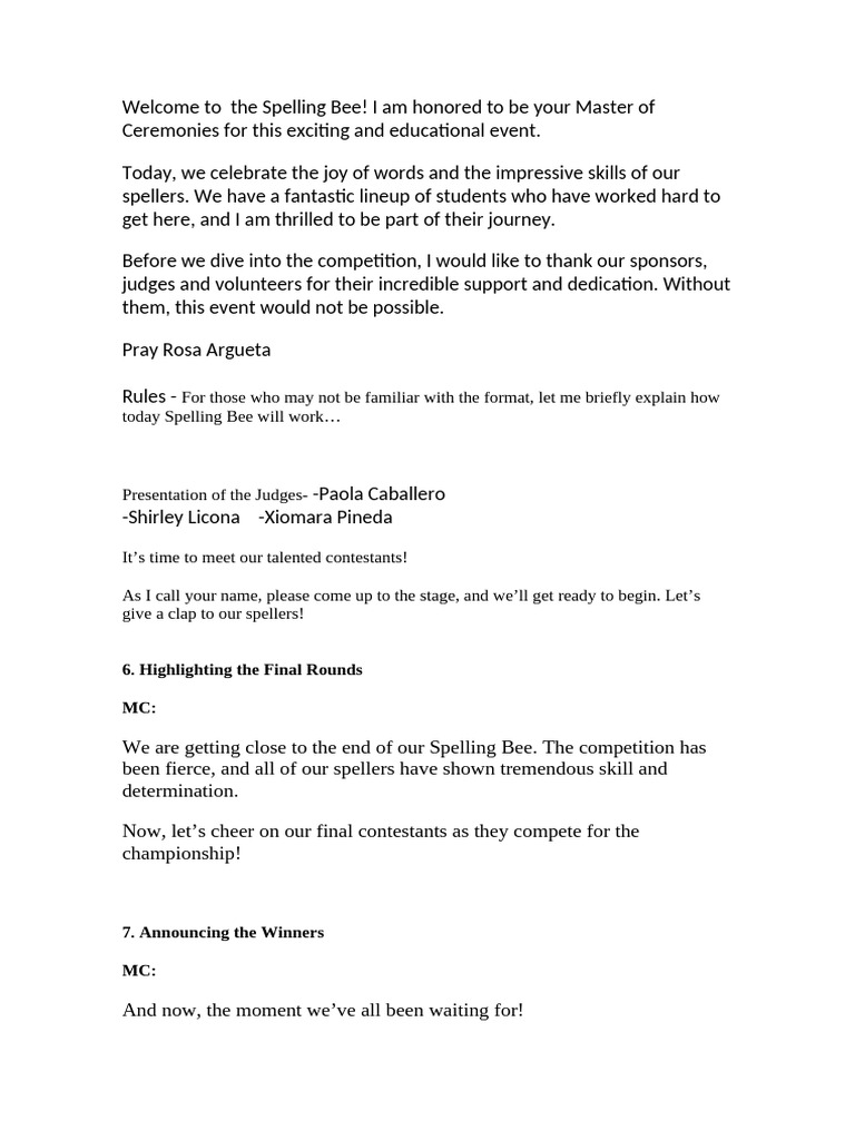 Welcome to the Spelling Bee 2024 | PDF