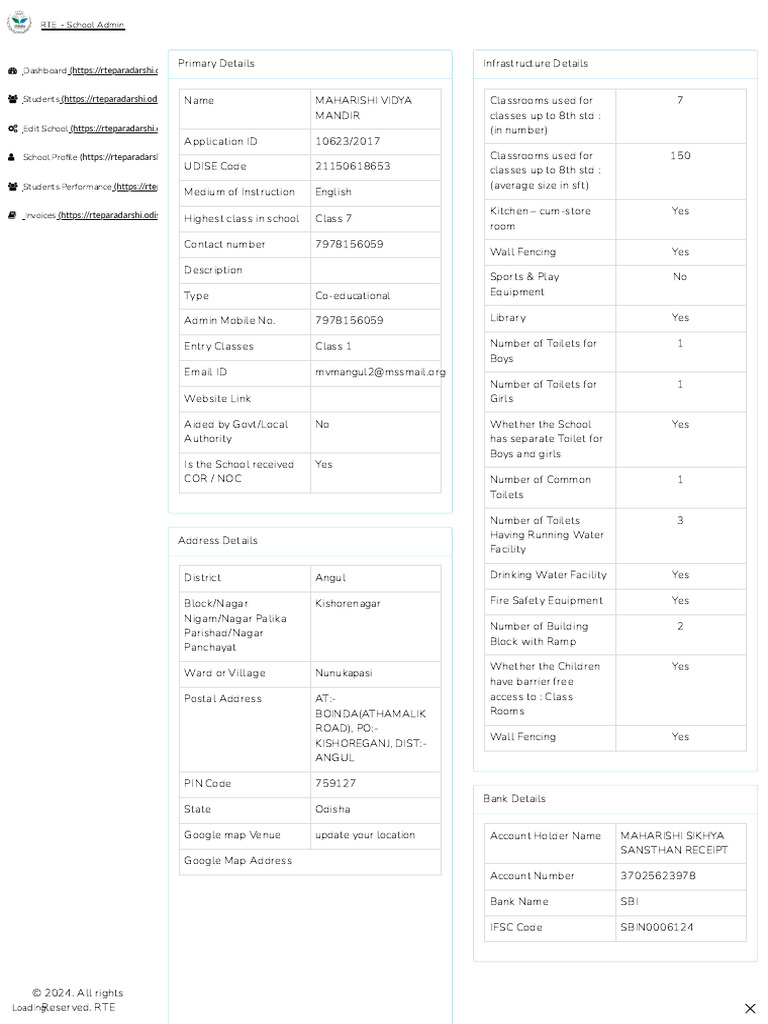 School Profile Details - RTE | PDF