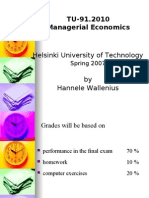 TU-91.2010 Managerial Economics: Helsinki University of Technology