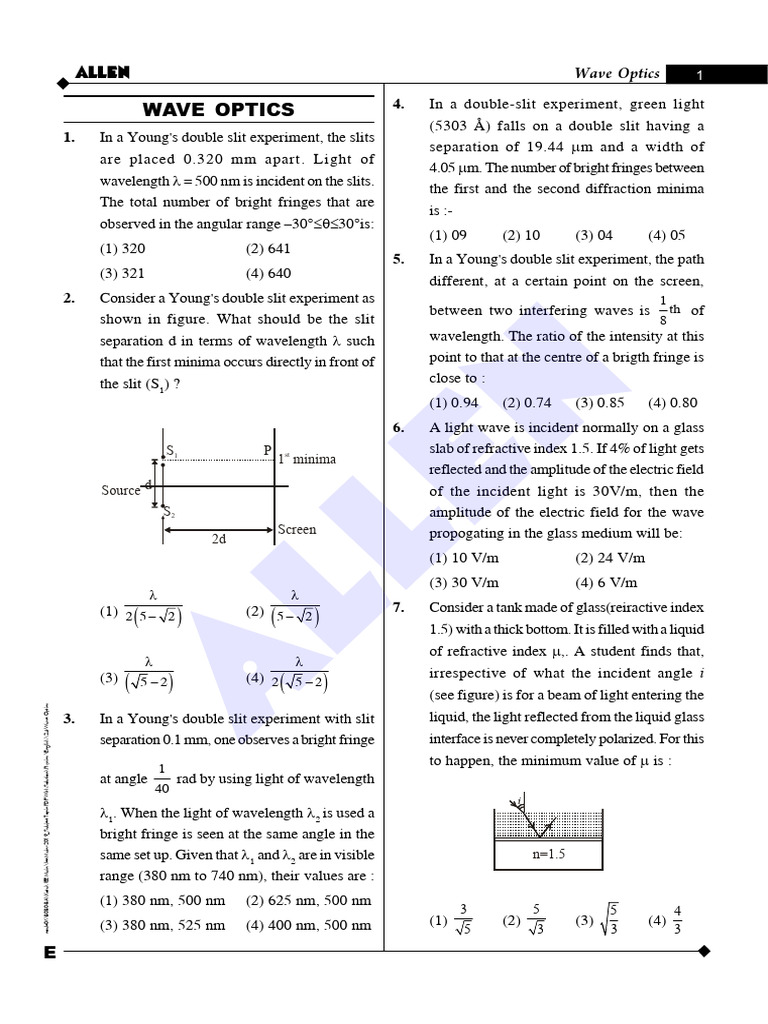 Wave Optics | PDF | Diffraction | Wavelength