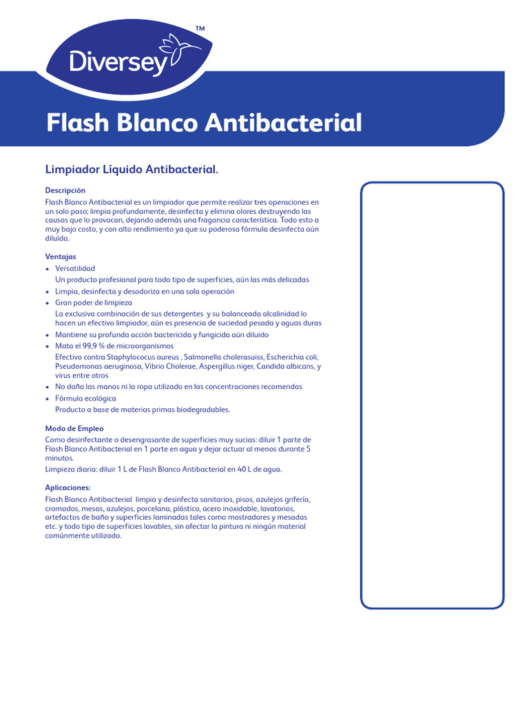 Flash Blanco Antibacterial Ficha Tecnica | PDF