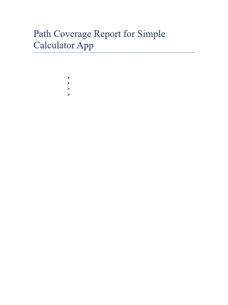 Path Coverage Report Simple Calculator App | PDF