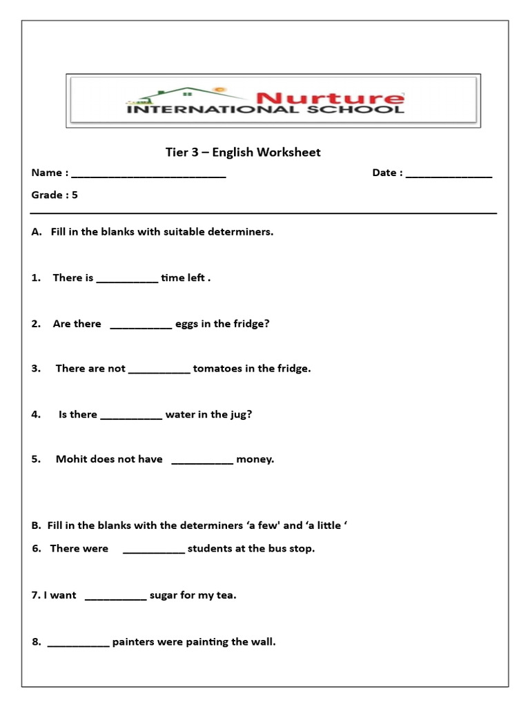 Grade 5 Tier 3 Worksheet | PDF