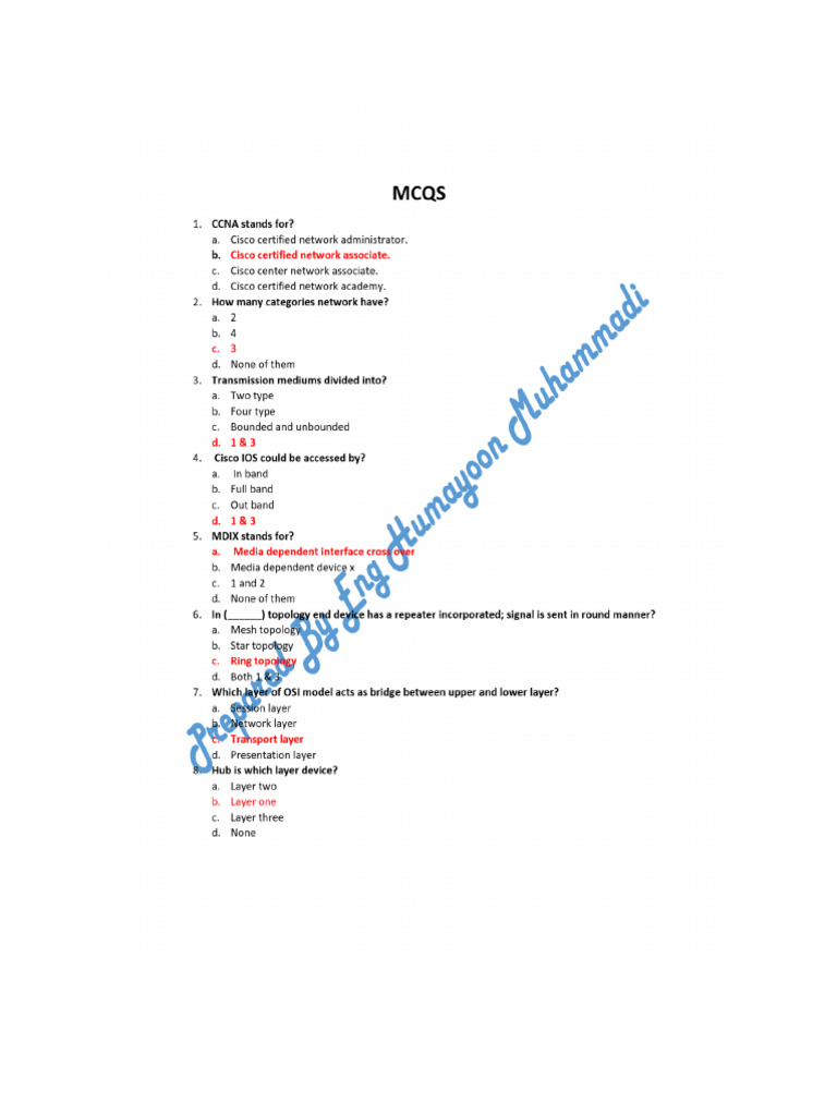 HOW MANY QUESTIONS ON NETWORK EXAM visual data 8