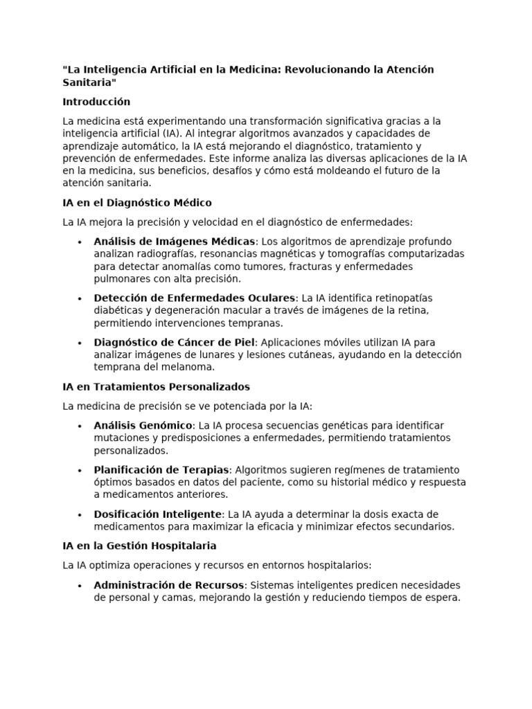 La Inteligencia Artificial en La Medicina | PDF