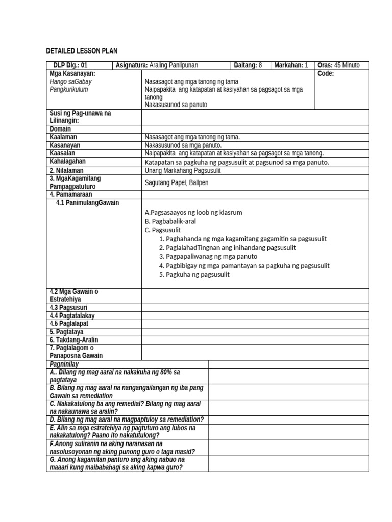 Detailed Lesson Plan | PDF