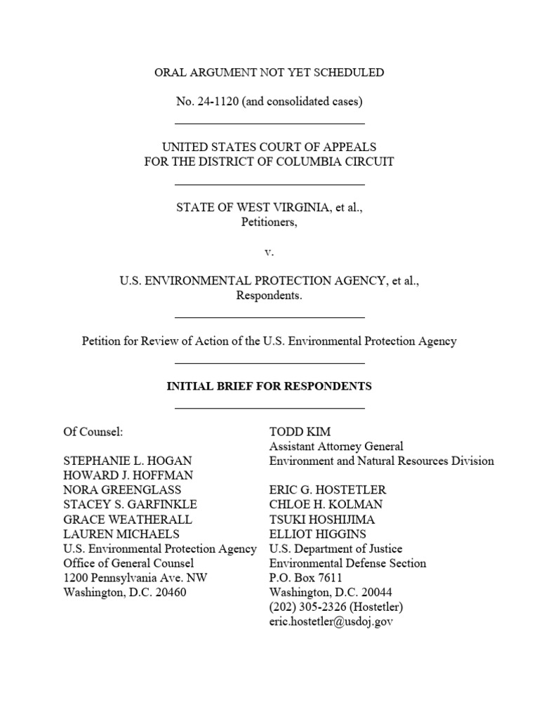 West Virginia, Et Al. v. EPA, Et Al. - 101424 | PDF