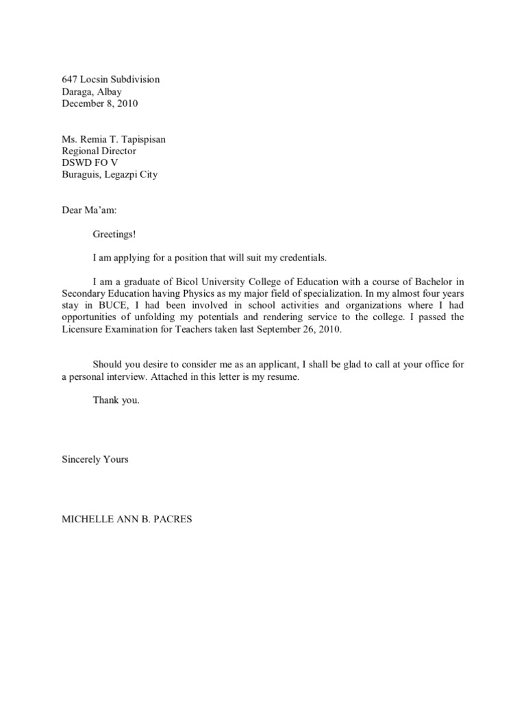 Application Letter | PDF