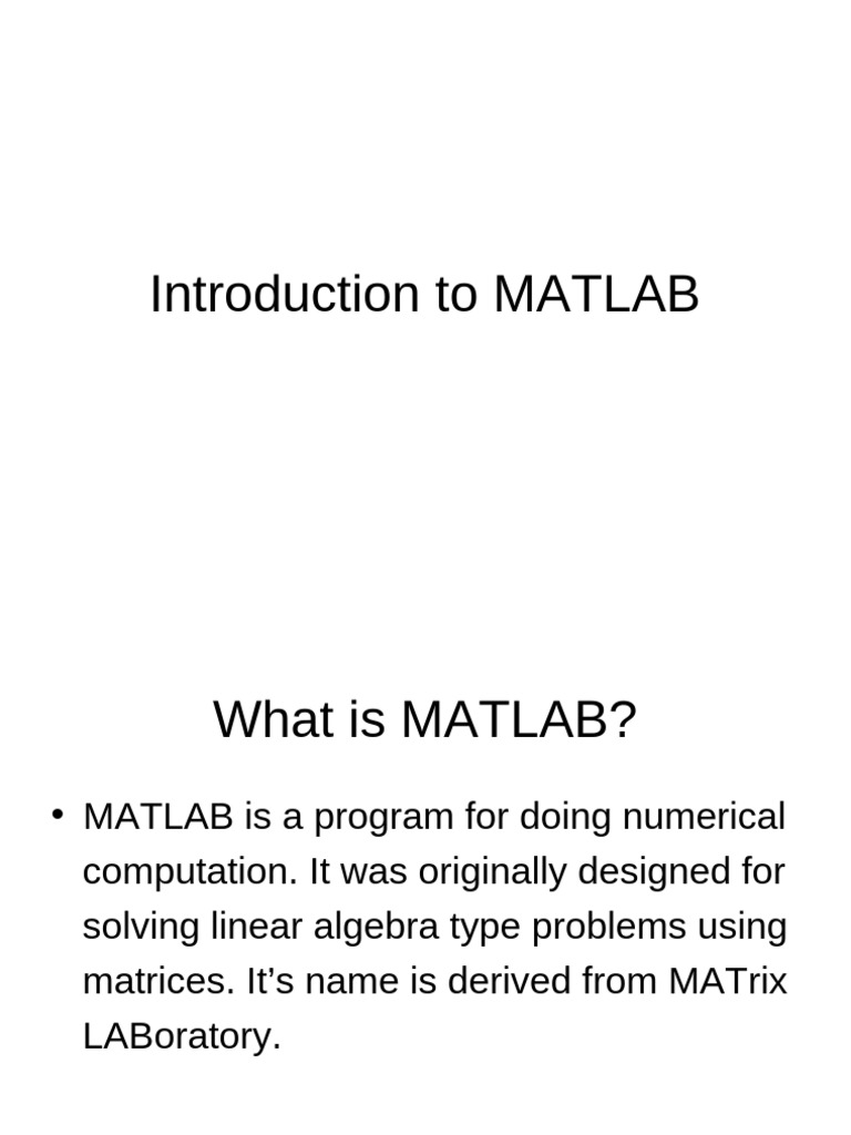 Matlab Introduction Class | PDF