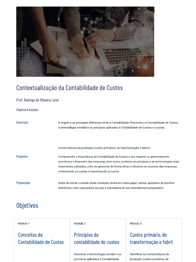 Contextualizaçao Da Contabilidade de Custos | PDF