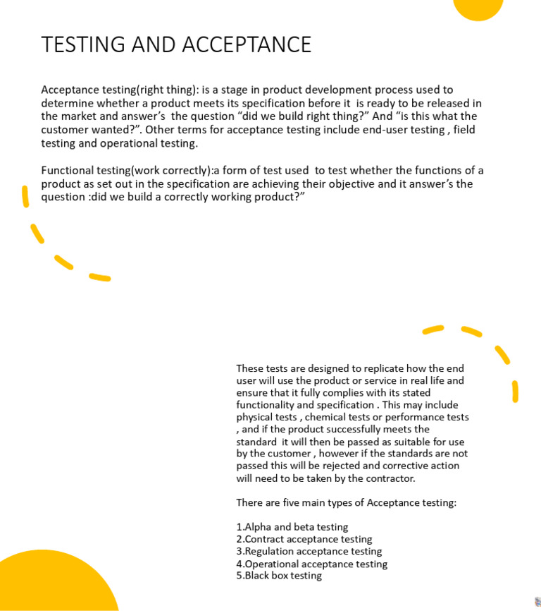 Testing and Acceptance | PDF