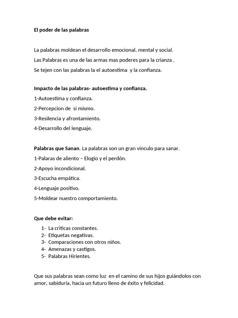 El Poder de Las Palabras | PDF