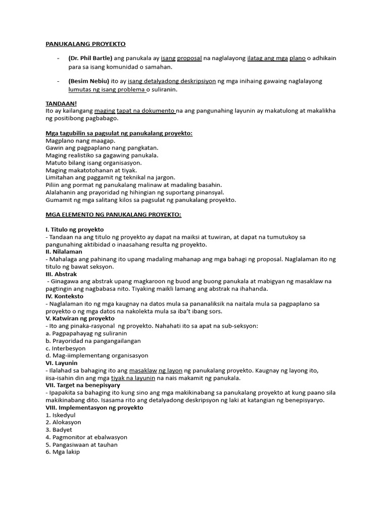 Lesson 4 - Panukalang Proyekto | PDF