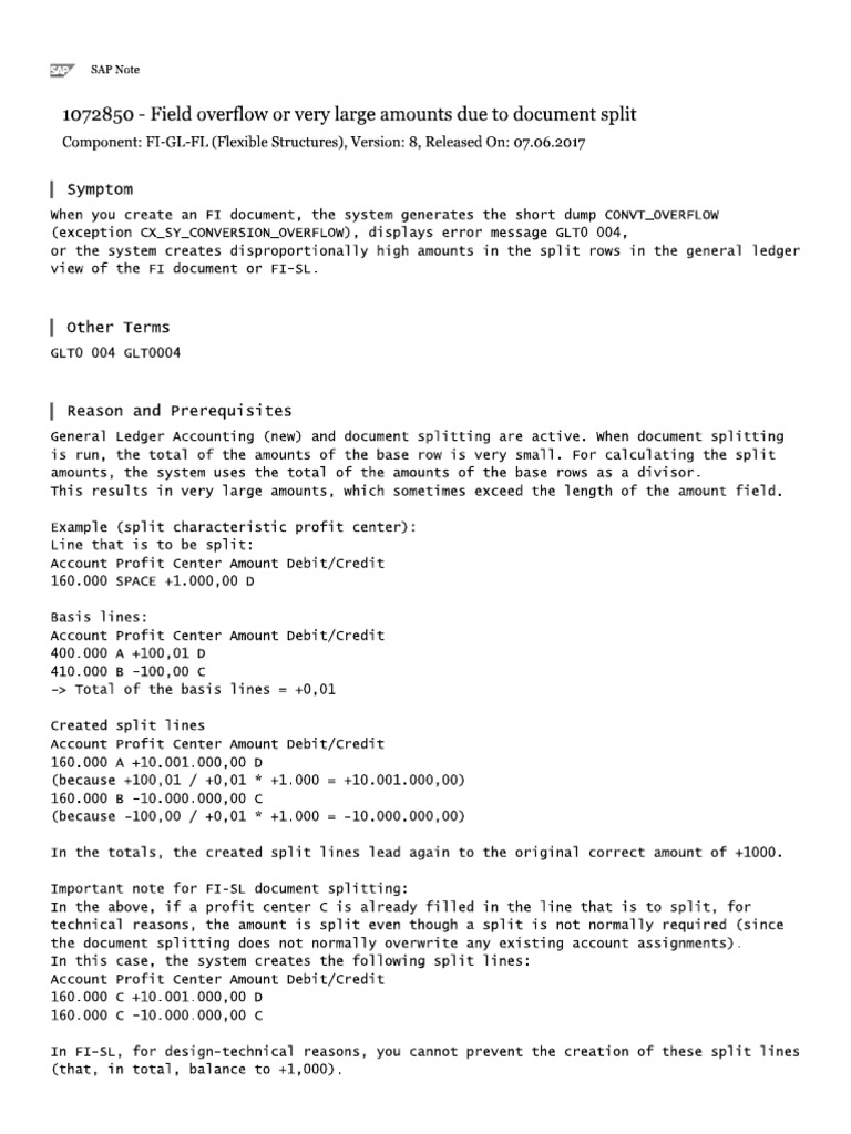 Field Overflow or Very Large Amounts Due To Document Split | PDF
