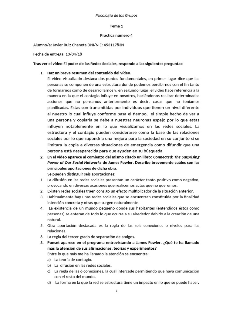 Práctica 4. El Poder de Las Redes Sociales | PDF