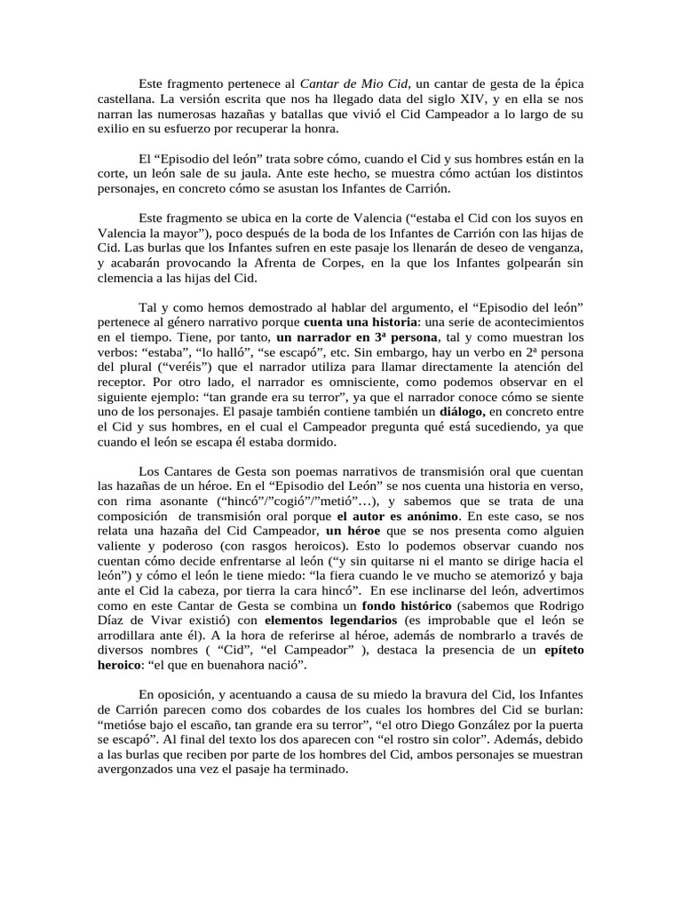 Comentario Literario - Afrenta de Corpes | PDF