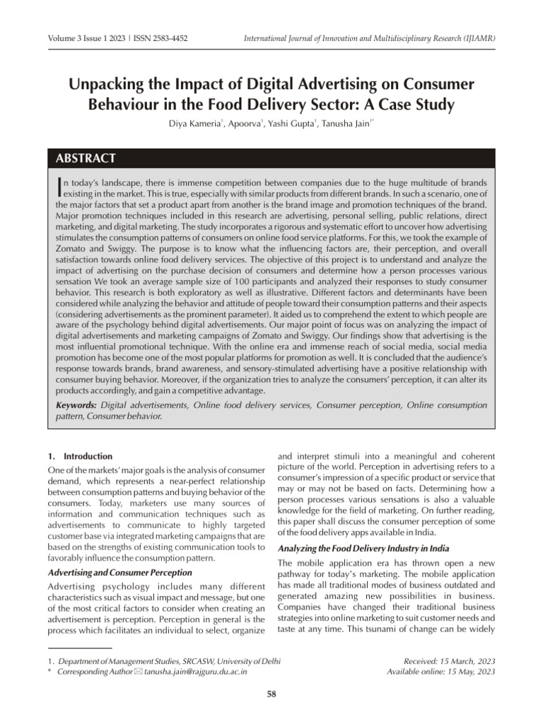 Unpacking The Impact of Digital Advertising On Consumer Behaviour in ...