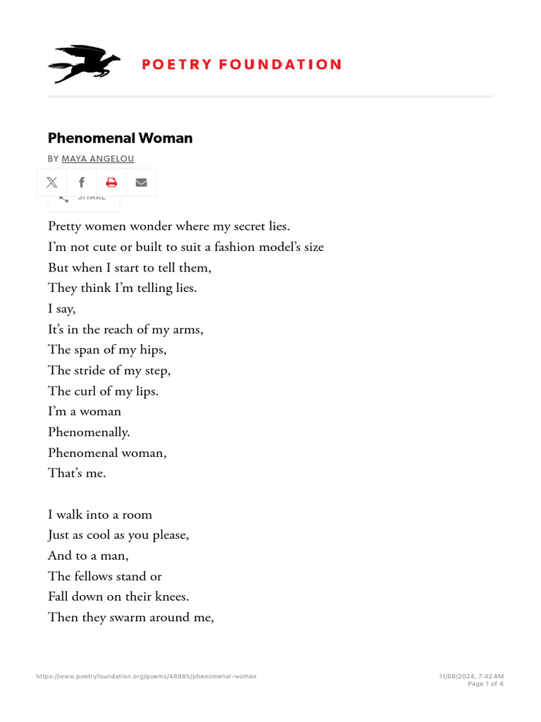 Phenomenal woman by maya angelou pdf