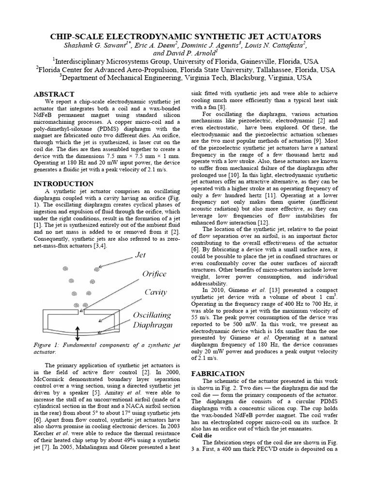 Chip-Scale Electrodynamic Jet Actuator | PDF | Physical Sciences ...