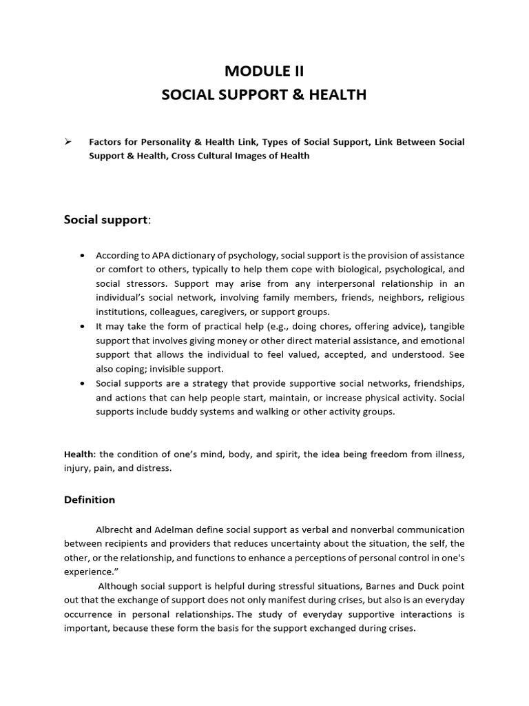 Social Support's Impact on Health | PDF | Social Support | Health Equity