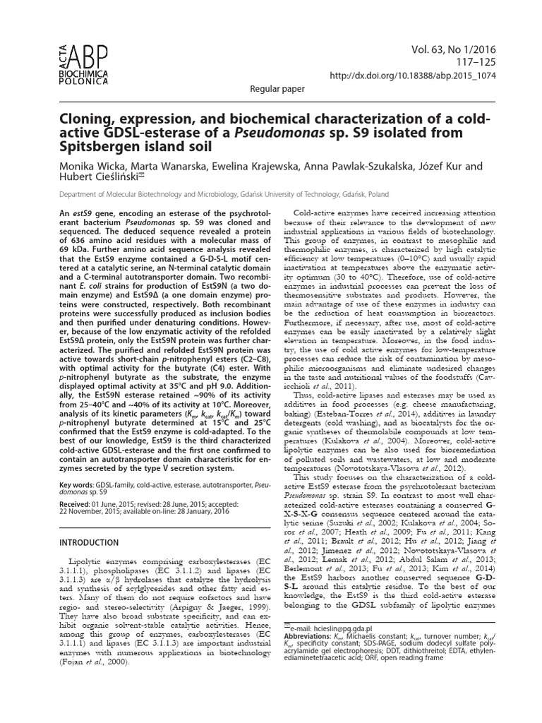 Cloning Expression and Biochemical | PDF